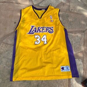 Vintage Champion NBA Los Angeles Lakers Shaquille O'Neal #34 Jersey Size 44